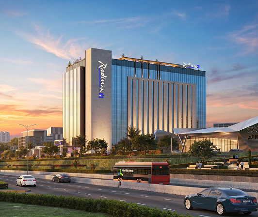 Radisson BLU Islamabad exterior at sunset